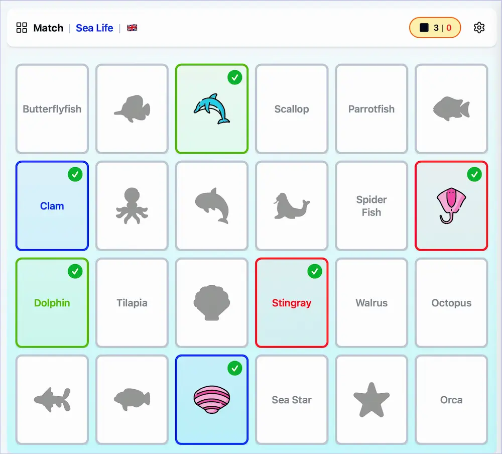 Play phase — cards shuffled and turned grey